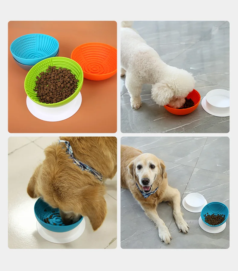 Eco Friendly Custom Raised Elevated Silicone Pet Food Bowl Slow Feeder