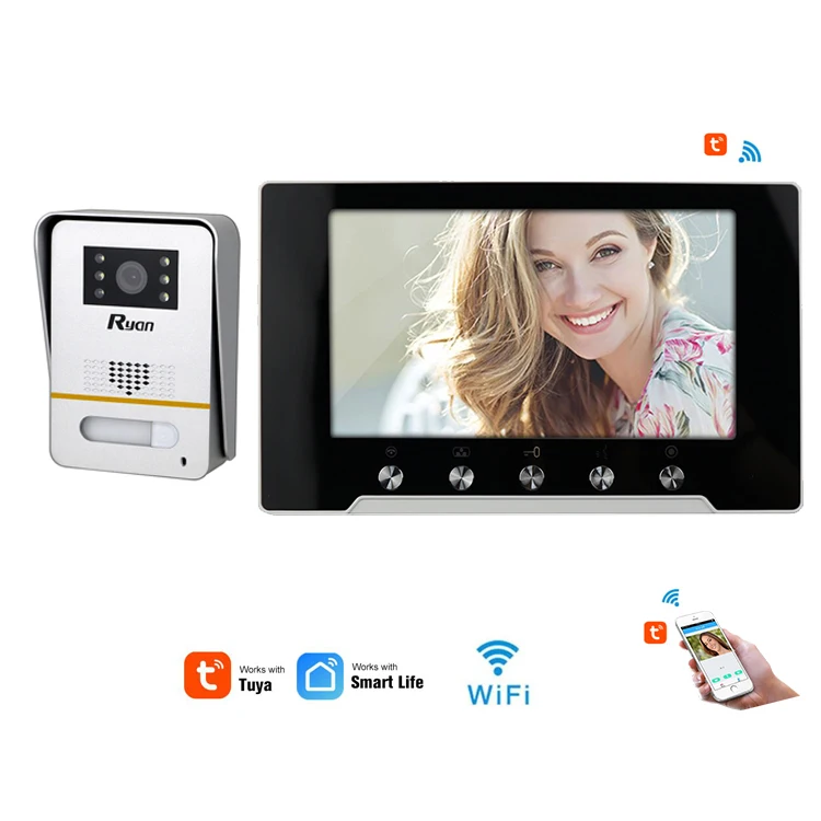 7 Inch Wire Free Intercom Telephone System Wireless Long Range Remote Control Ring Door Bell Camera