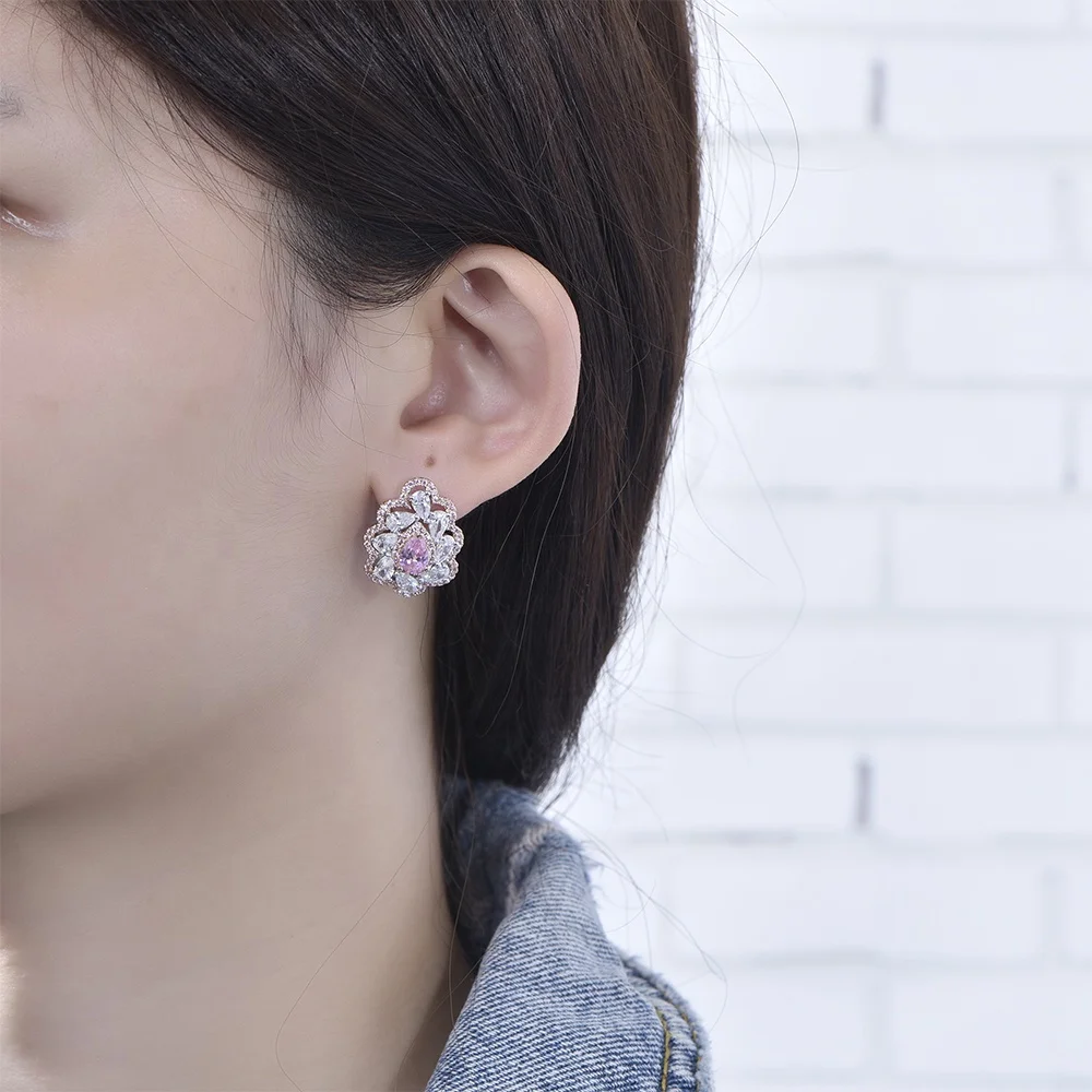 Fusion stone Jewelry Pendant Earring Pear Cut Diamond Aquamarine Drop Earrings for Women 925 Sterling Silver earrings