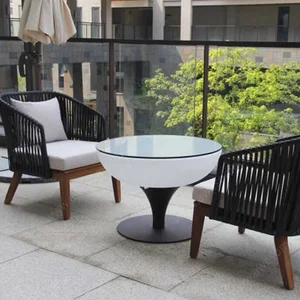 Fashion Design High Bar Table PE Plastic Outdoor Furniture with LED Lighting for Nightclubs Restaurants Gardens Home Parties