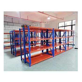 Warehouse Rack Design Light-Duty Steel Industrial Shelving Angle Iron Multi-Level Cargo Metal Shelves with Wheels