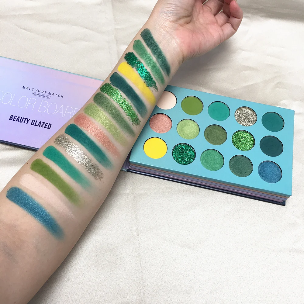 BEAUTY GLAZED New Arrival 4 in 1 Color Board Eyeshadow Palette 60 Colors Neon Yellow Eye Pigment Matte Glitter Eye Shadow