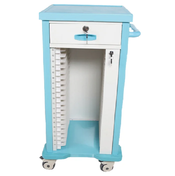 ACB-08 Medical Trolley 20 Cases Stainless Steel Patient Record File Hospital Room Use Medical Chart Holder
