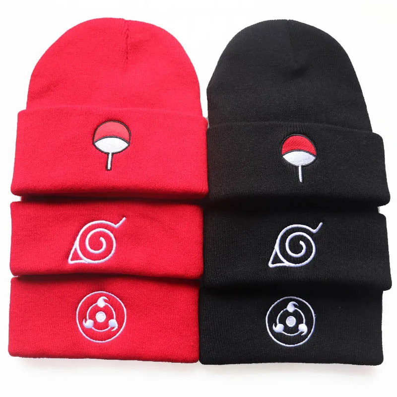 Anime Sasuke Akatsuki Konoha Village Embroidered Knitted Hat Men And ...