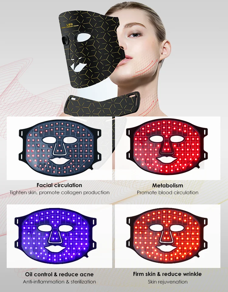 BioMol Therapi Handheld LED Light Therapy Mask USB Plugs Targeted for Face with 415nm 605nm 635nm 850nm Red Light Frequencies