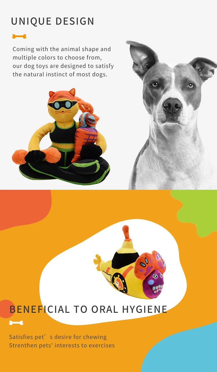 Famipet Wholesale Cartoon Series Design Soft Stuffed Squeaky Pet Toy