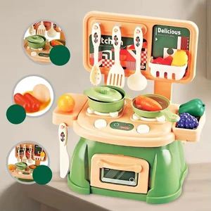 Mini Kitchen Tableware Set for Girls Children's Simulation Play House with Plastic Stove Toy Packed in Color Box