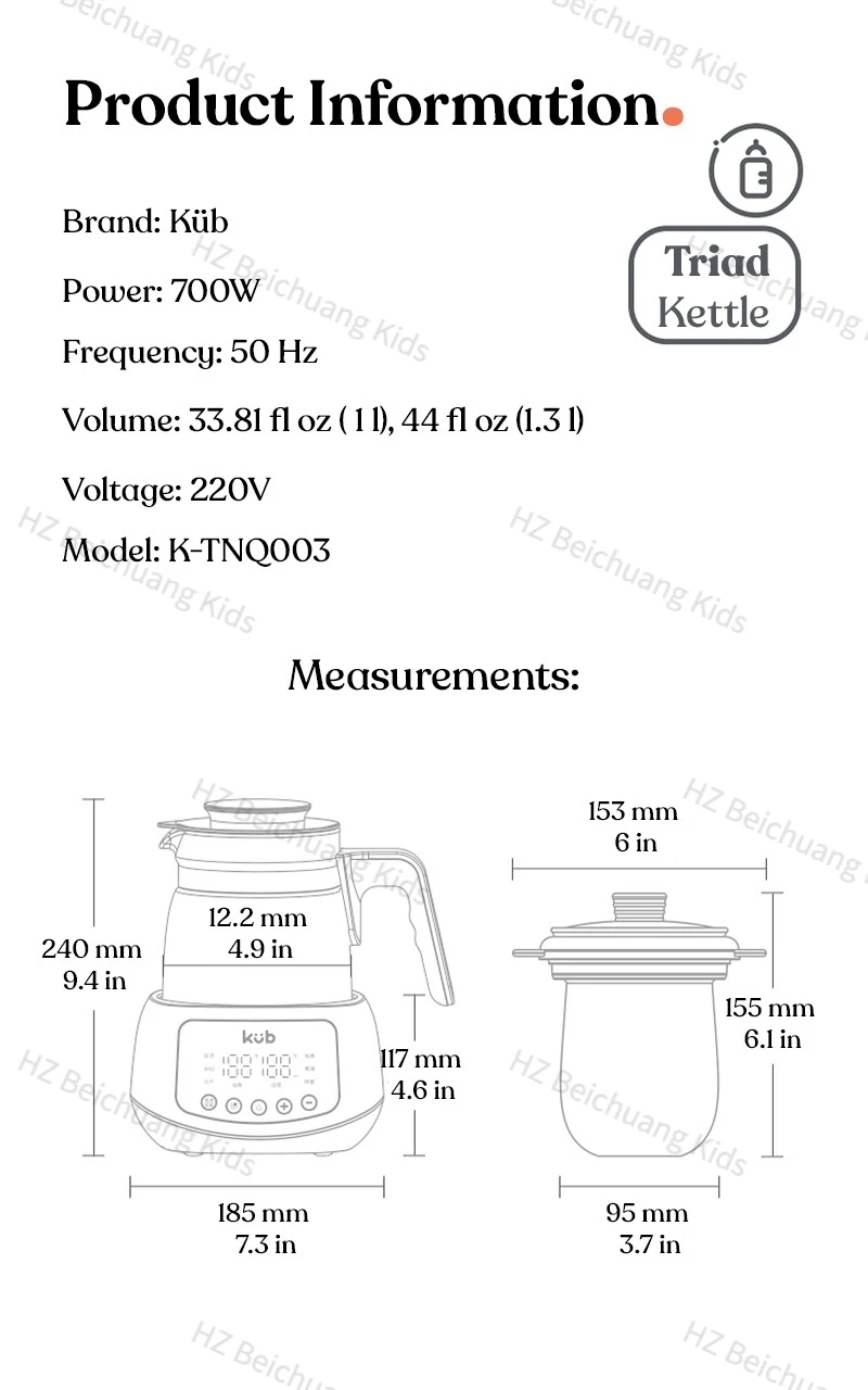 Kub Multifunctional Electric Kettle Temperature Regulator Baby Milk
