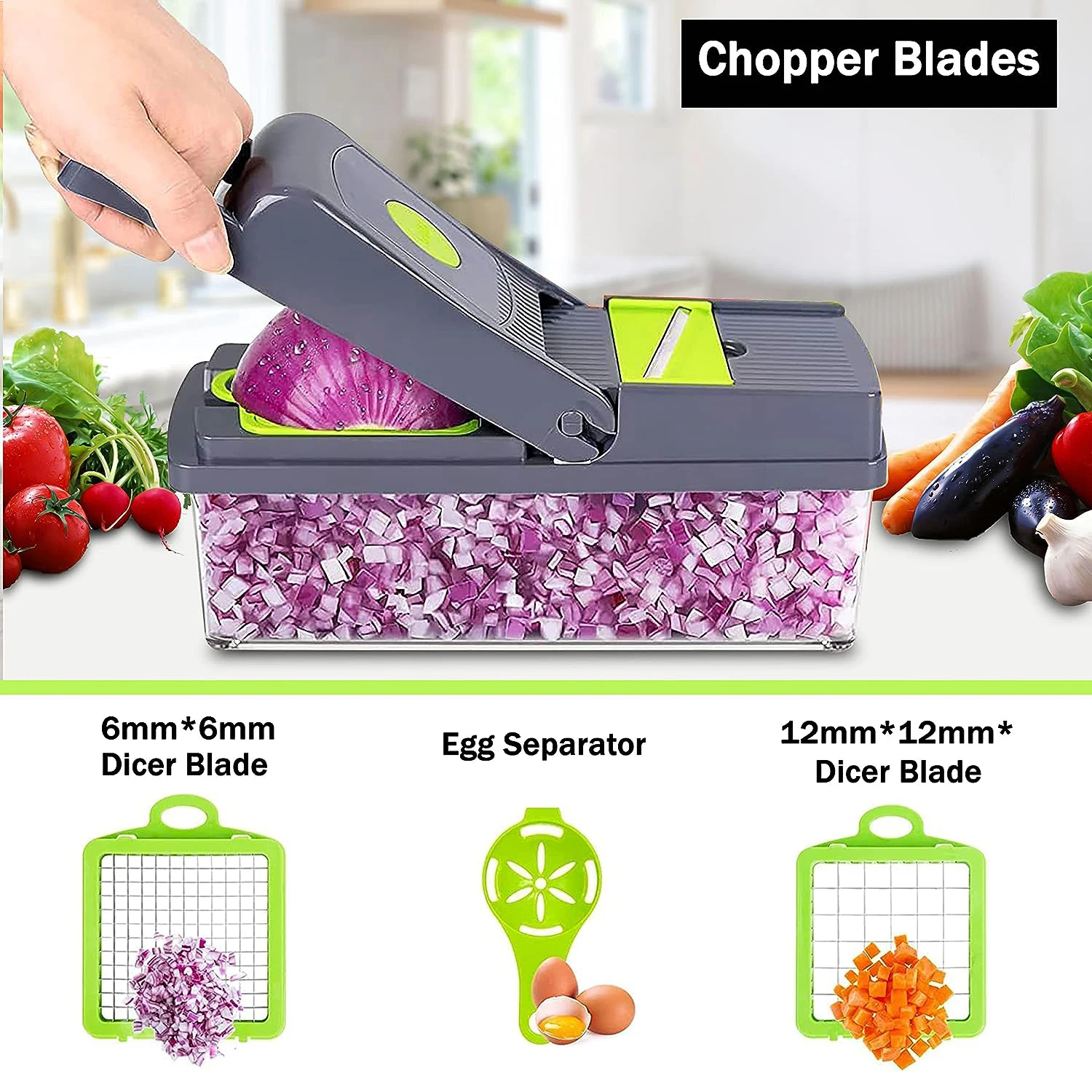 Manual Mandoline Fruit Vegetable Cutter Onion Dicer Veggie Slicer Vegetable Chopper Hot Selling Kitchen Multi 14 in 1 10 Pcs