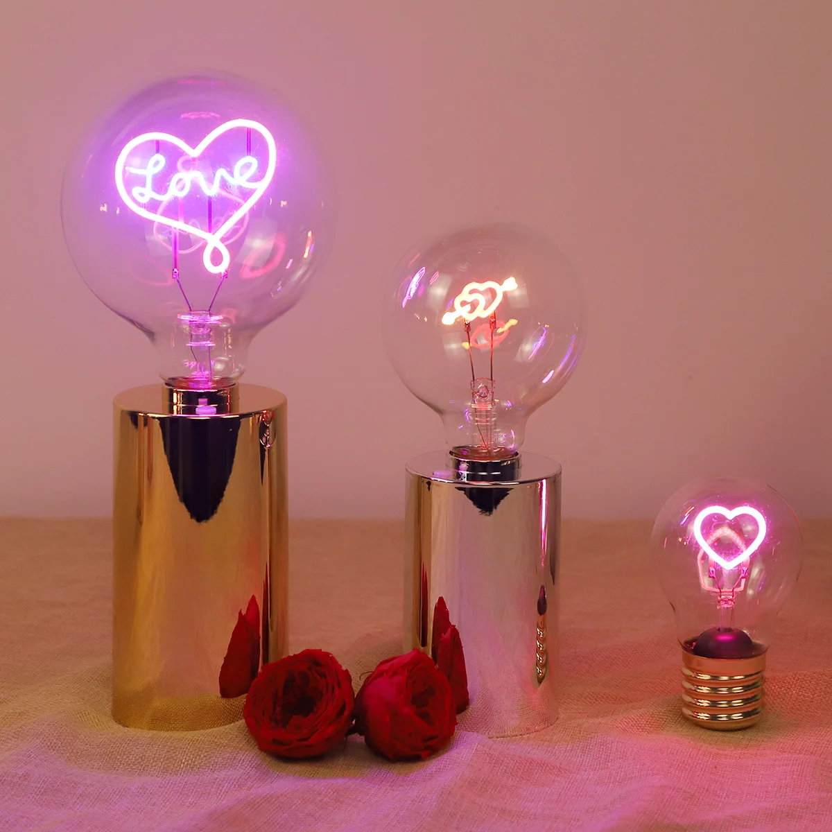Lampada da Tavolo a LED Romantica con Lettere d'Amore, Segnale luminoso a LED Filamento, Sorgente di Luce LED Cob per Arredamento Nuziale e Domestico