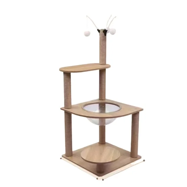 Custom Classic Small Cat Tree Basic Pet Supplies Ornament Resistant Indoor Wear Artificial Leopard Flower Made Durable Bamboo