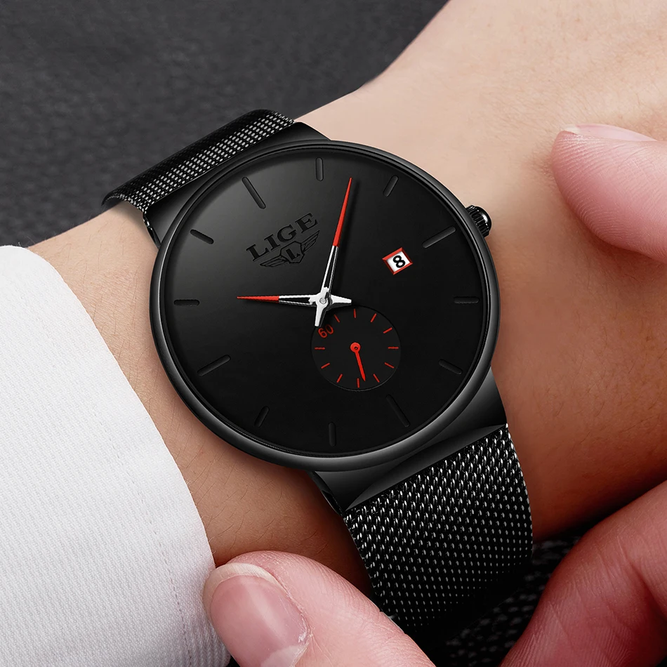Lige 9969 Latest Fashion Casual Branded Quartz Movement Wrist Watch Waterproof Business Mens Style Watch for Men Montre Relojes