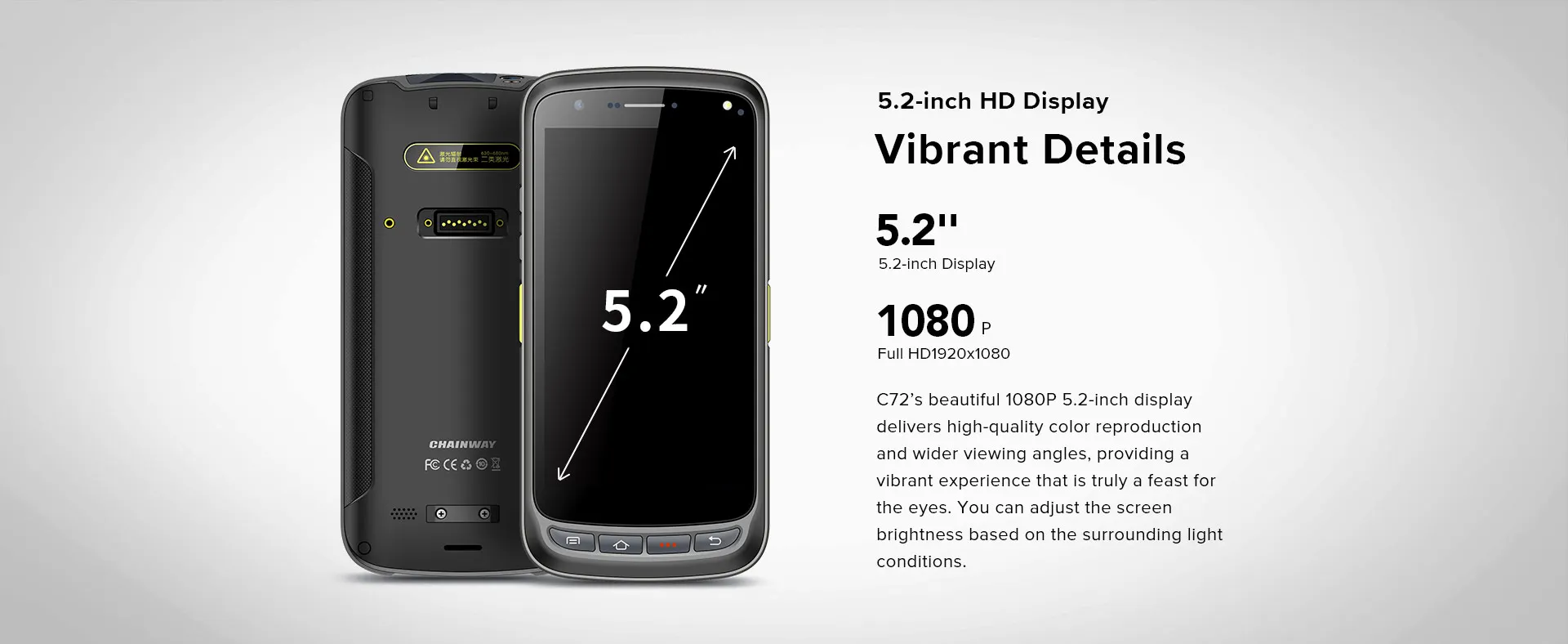 For Chainway C72 Android 11 Handheld Mobile Computer UHF RFID Reader and Barcode Scanner with Long Range in Stock