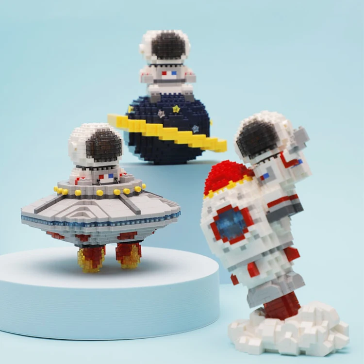 Micro Diamond Building Blocks Moon Satellite Planet Spaceman Construction Educational Bricks Toys for Kids Astronaut