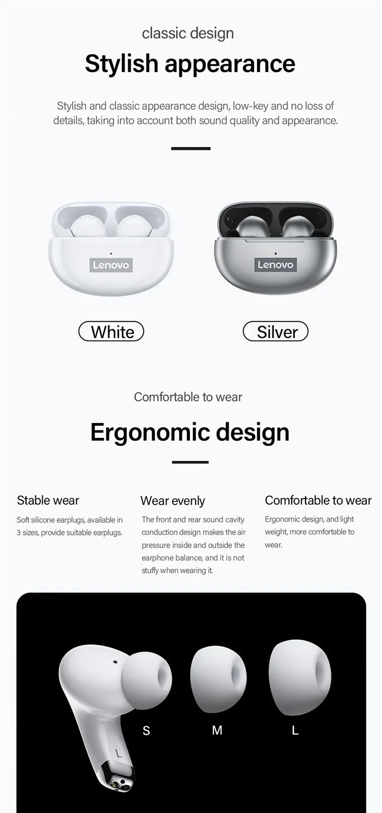 2022 New 100% Original Wireless HiFi Music Earphone With Mic Headphones Sports Waterproof Headset Earbuds Lenovo LP5