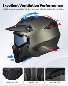 ILMオープンフェイスオートバイ3/4ハーフヘルメットDOTモデル