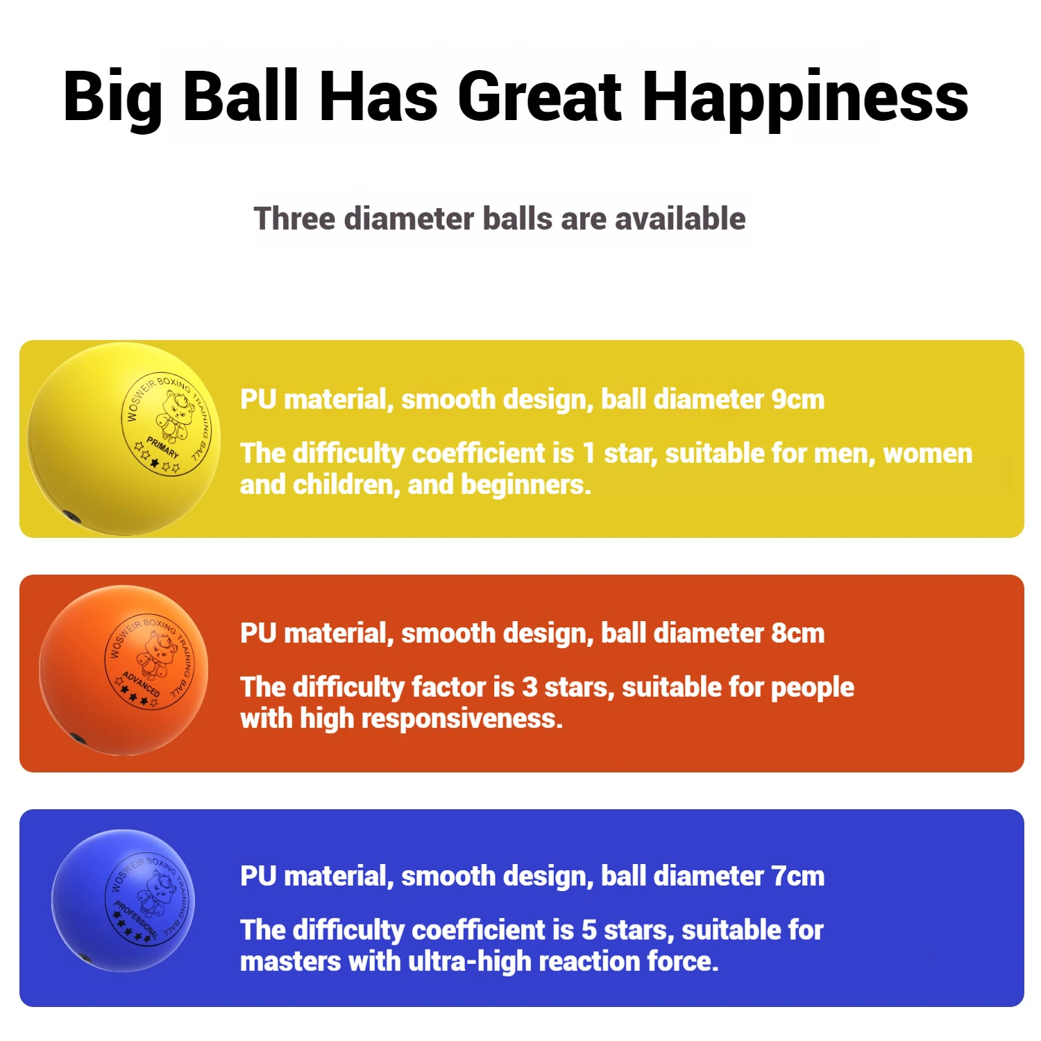 WOSWEIR-儿童之家训练速度球头戴式魔术反应冲孔光滑PU泡沫减压工具速度球