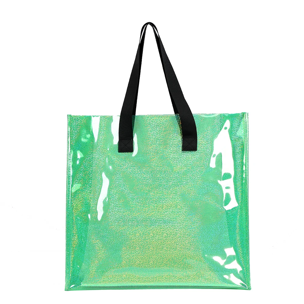 Transparent PVC Laser Shooter Tote Bag Customized Fashion Gift Advertisements Shopping Bag Colorful Laser-Painted PVC Bag