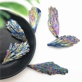 Natural quartz Mineral Rainbow Aura crystal Black Tourmaline stone