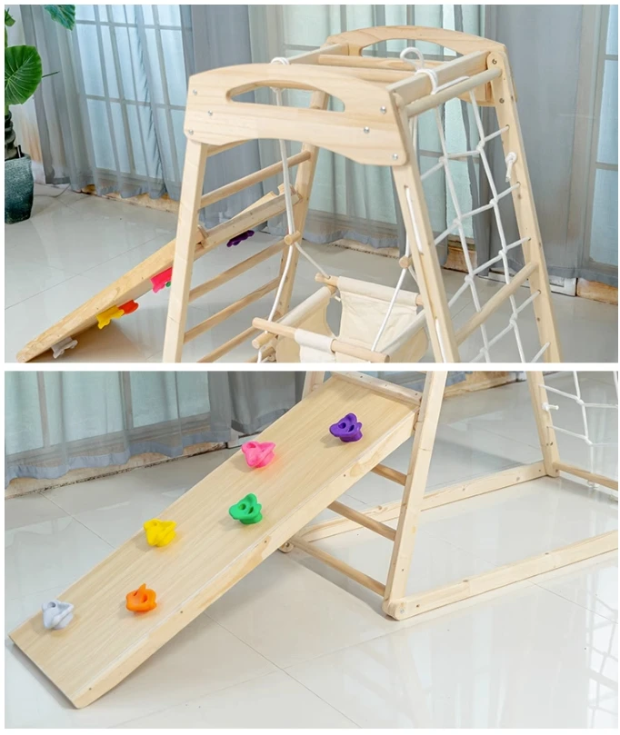 Kid Activity Windmill Climb Frame Preschool Gym Toy Montessori Pickler Triangle Frames Toddler Swing Slide Play Structure Set