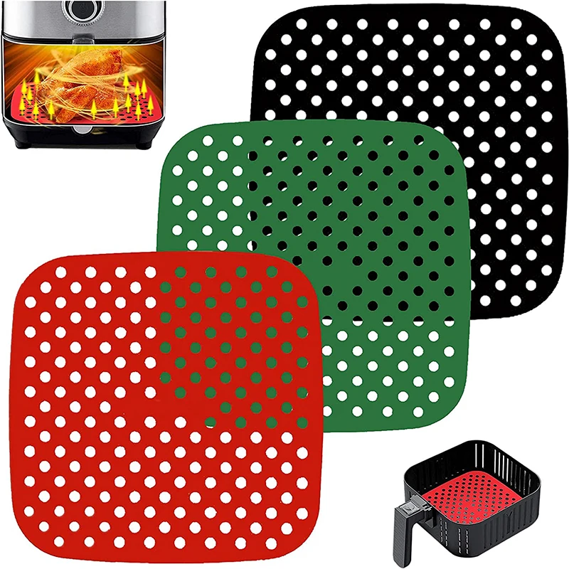 8.5 Inch Ecofriendly Reusable Nonstick Air Fryer Mat Silicone Square