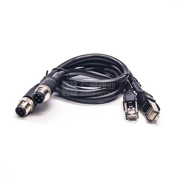 RJ45 M12 to Cable Female Pin Male X Connector 8 Ethernet Code D Coding A 4pin 8pin Xcode Coded of 4 Assembly