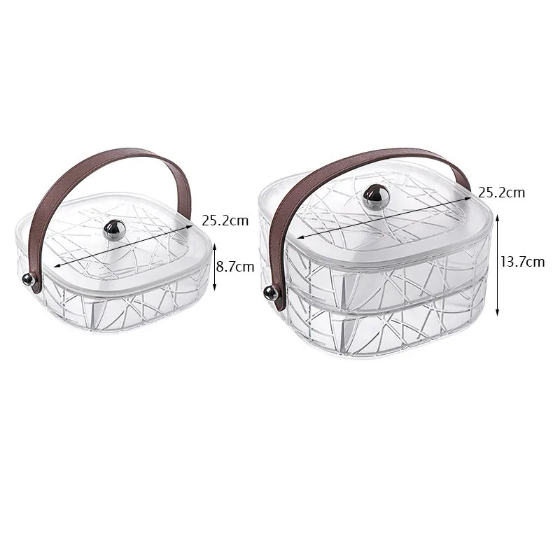 Handle Lid Tray with Divided Serving Platter for Party Nuts Candies Fruit and Cookies-Durable Plastic Dried Fruit Snack Tray