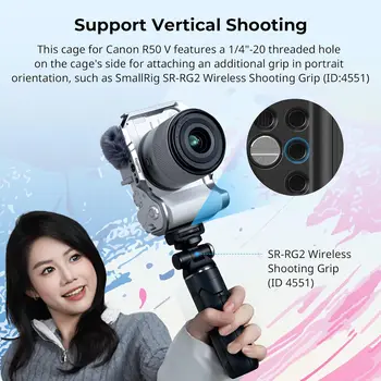 For SmallRig R50V Camera Cage Ergonomic Silicone Grip QR Plate ARCA 1/4"-20 Thread 3/8"-16 Holes ARRI Cold Shoe QD Sockets for detail image