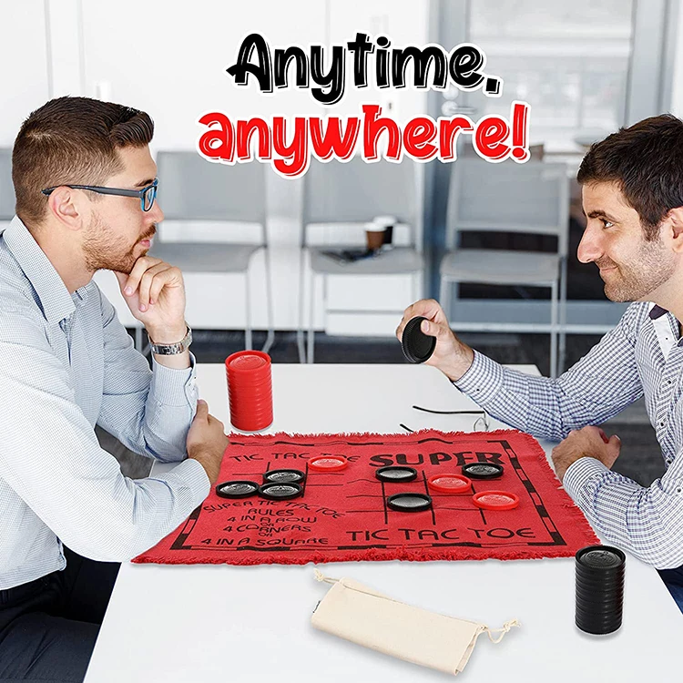 Vintage Checkers And Tic Tac Toe Game With Reversible Mat Family