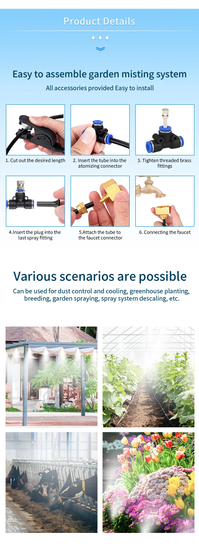Filterwell 3m Quick Nozzle Outdoor Water Misting Cooling System