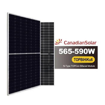 Europe Warehouse Canadian N Type Bifacial Mono Crystalline Electric Solar Panel