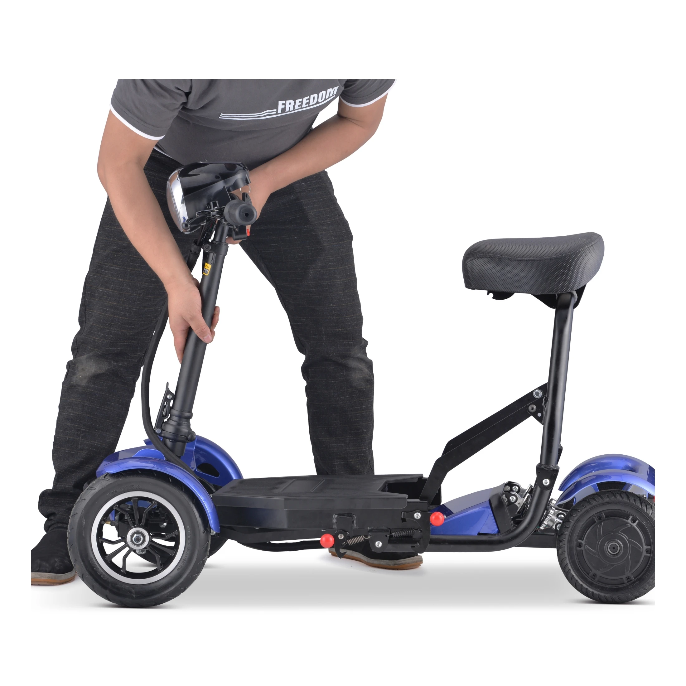 Foldable Electric Motorcycle Scooter Black Motor Power Battery Four ...