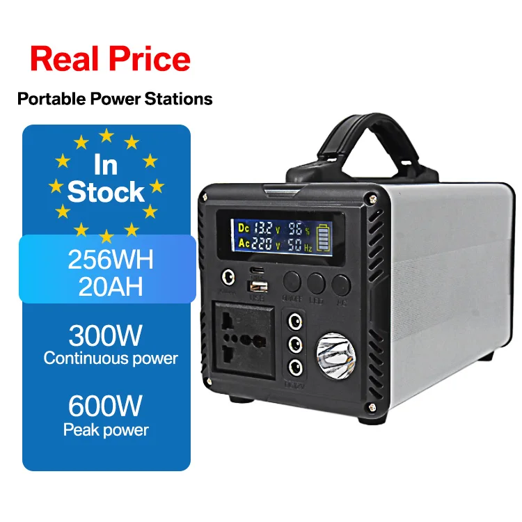 256WH Portable Energy Storage Power System - 300W AC (220V Inverter) with 4000+ Cycle Life