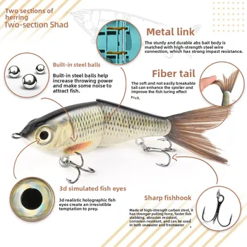 Mini Small Furry Tail Trout Lure, 120mm 2-Jointed Multi Section Bait with Metal Chain, ABS Plastic Saltwater Fishing Lure – Metal Jig – view 3