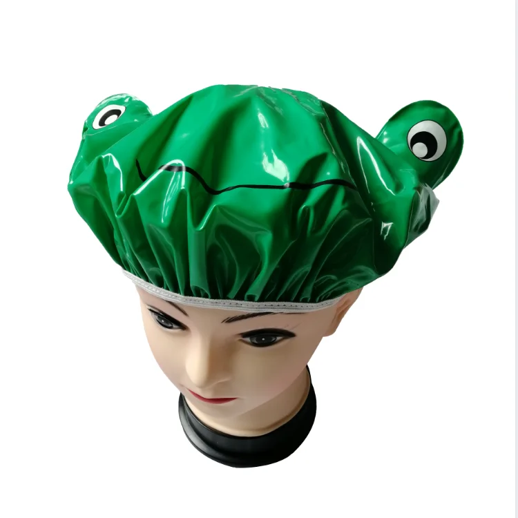 New Product Custom Printed  Cute Animal Green Frog Waterproof 3D Baby Kids Bath Shower Cap