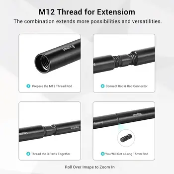 For SmallRig 15mm Rod System 1659 Aluminum Alloy Connectors M12 Thread Rod Cap Camera Rig Matte Box Follow Focus 15mm Tube Pack detail image