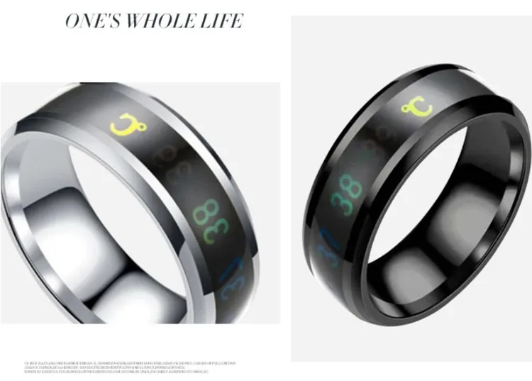 Technology Jewelry  Temperature Measuring Smart Ring Titanium Steel  Intelligent Sensor  Body Temperature Smart Ring