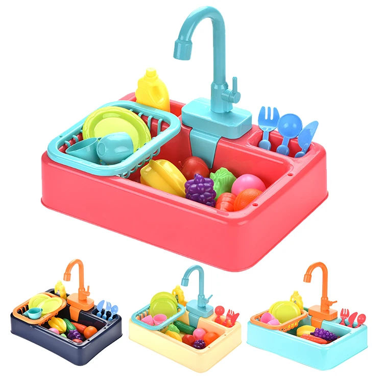Wholesale Simulated Electric Kitchen Sink Toys for Role Playing Children's Educational Fruit & Vegetable Washing for Girls