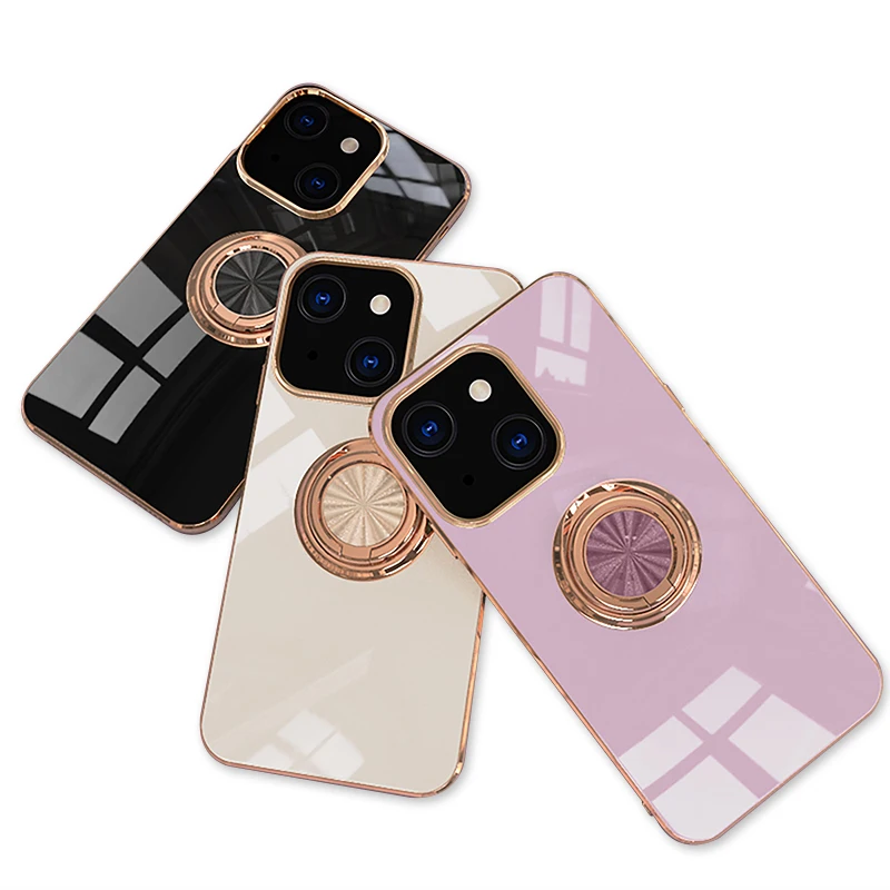 13 Phone Case Luxury Electroplating Magnetic Car Mount Holder Ring Kickstand TPU Case for iPhone 13 Pro Max 12 Pro 11 XR XS MAX