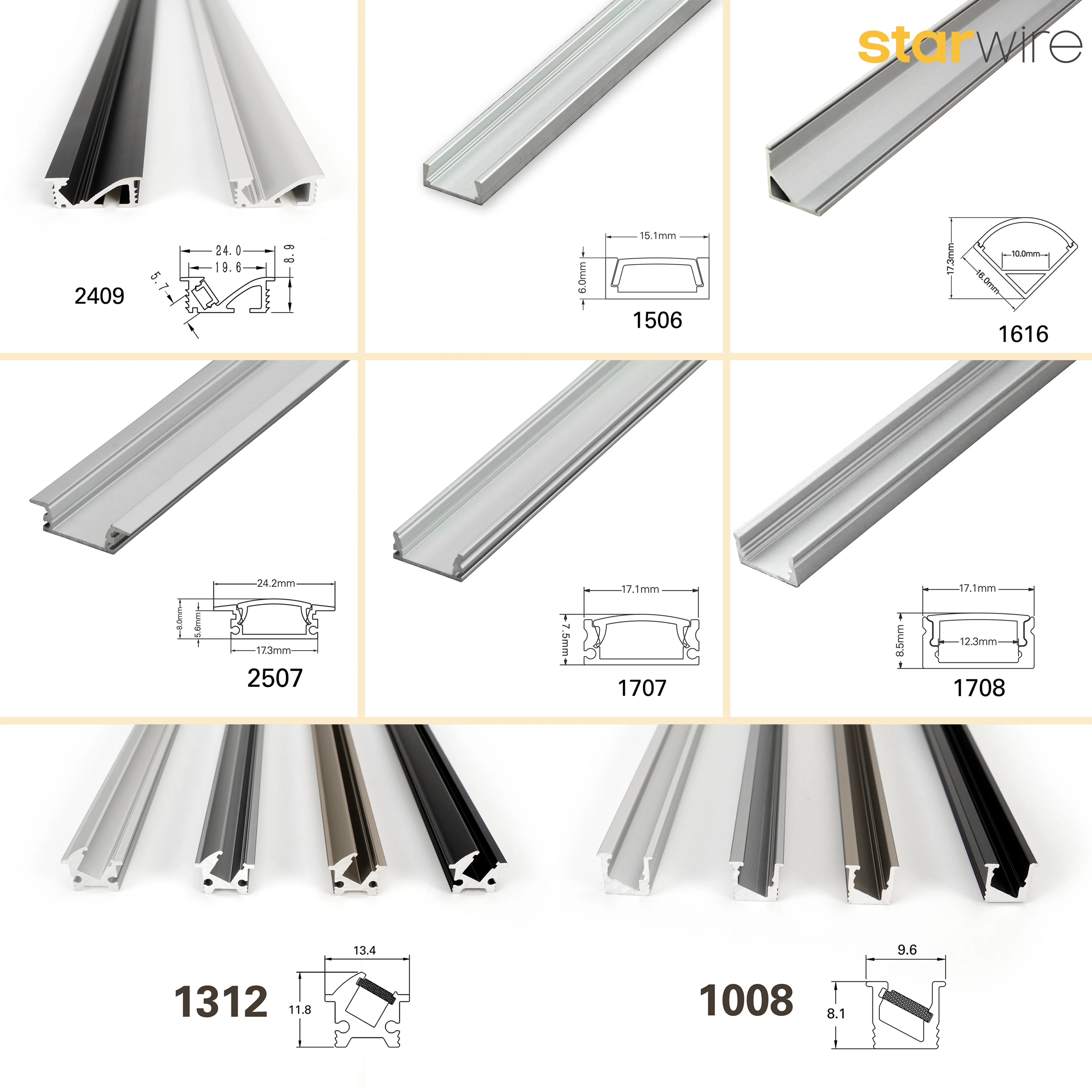 Recessed LED Aluminium Profile for Led Strips Lighting with Spring Clip