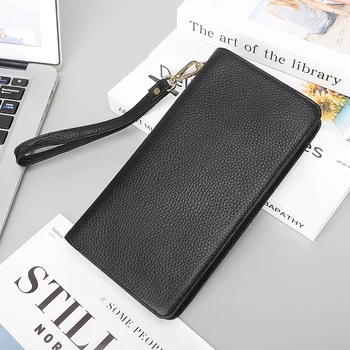8068 Long type multi-functional keychain travel business wallets clutch genuine leather purses wallet for men card holder