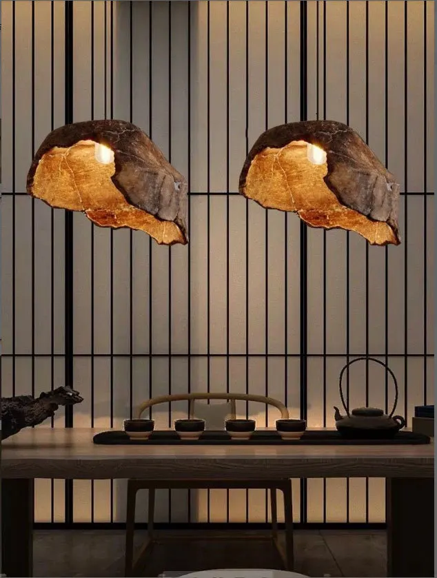 Japanese Wabi Sabi Pendant Lighting Restaurant bar Counter Tea Room Café Artistic Creative Design with Withered Lotus Lamps