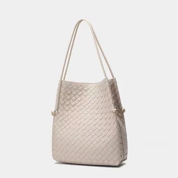 wholesale handwoven real leather handbags hot selling big tote handbags fashion women shoulder underarm bag