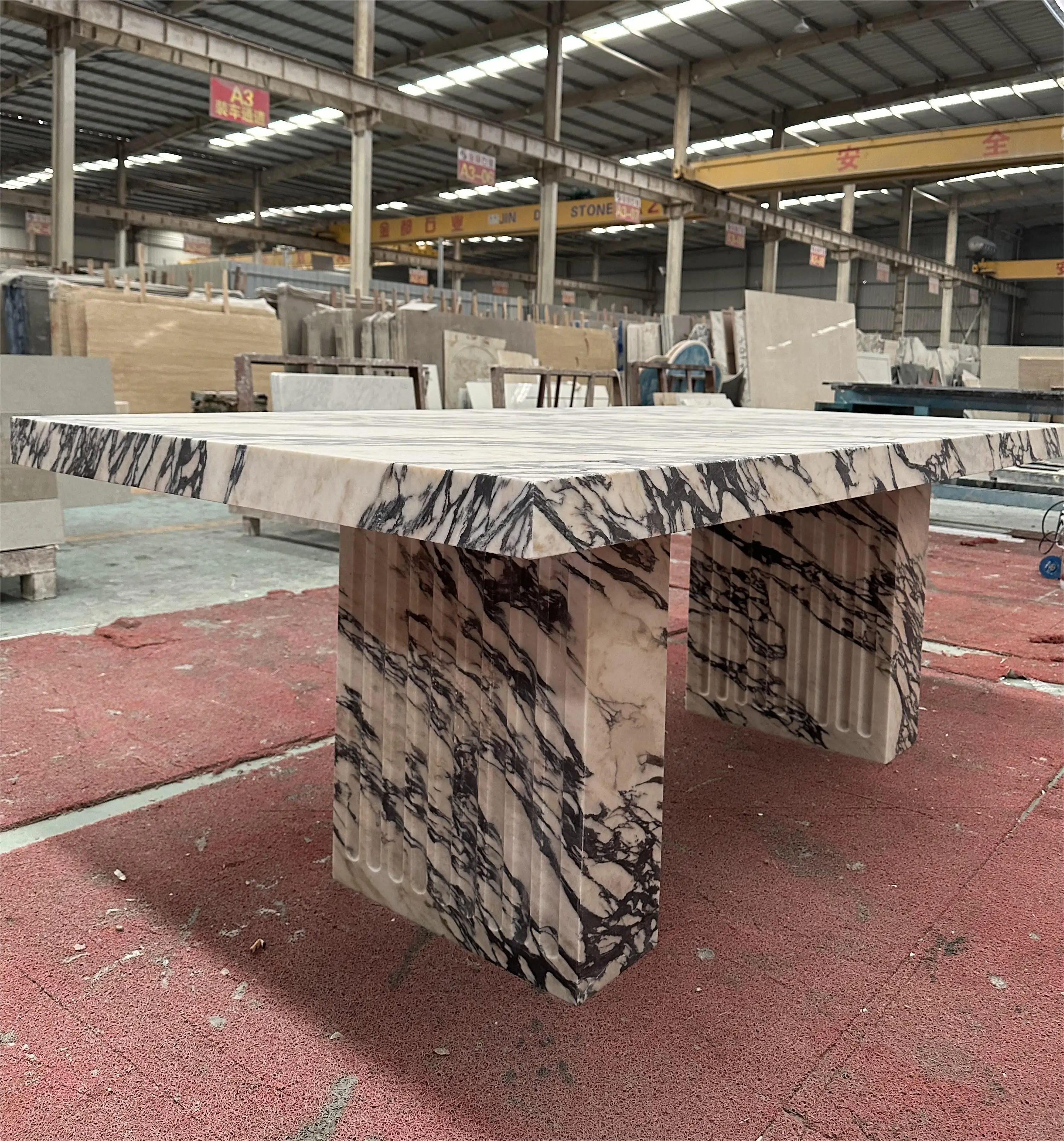 Роскошный Прямоугольный Обеденный стол из натурального мрамора Calacatta Viola Marble обеденный