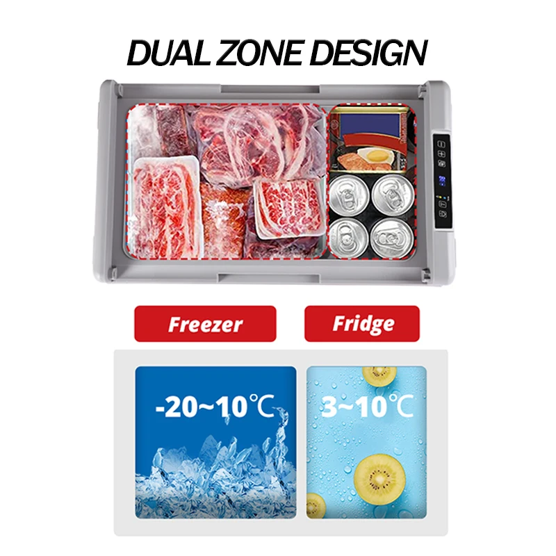 New Arrival 36L Compressor Freezer Box Portable Double Door Camping Fridge 12 Volt Refrigerator for Truck