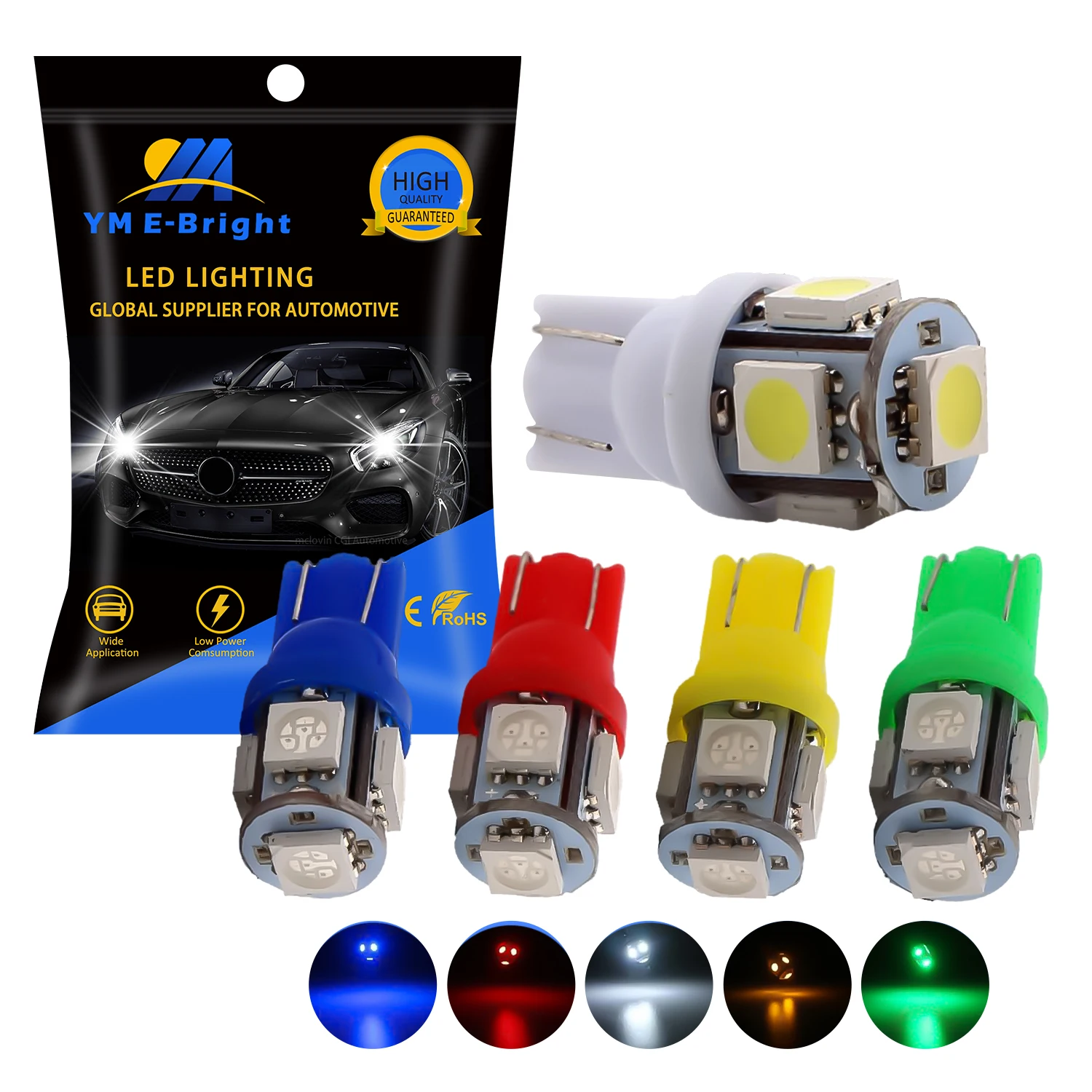 thumbnail image 2 of 5x 5050 SMD LED T10 Bulb – Green 194 Wedge Light For Car Interior Dome & Side 2 of 4