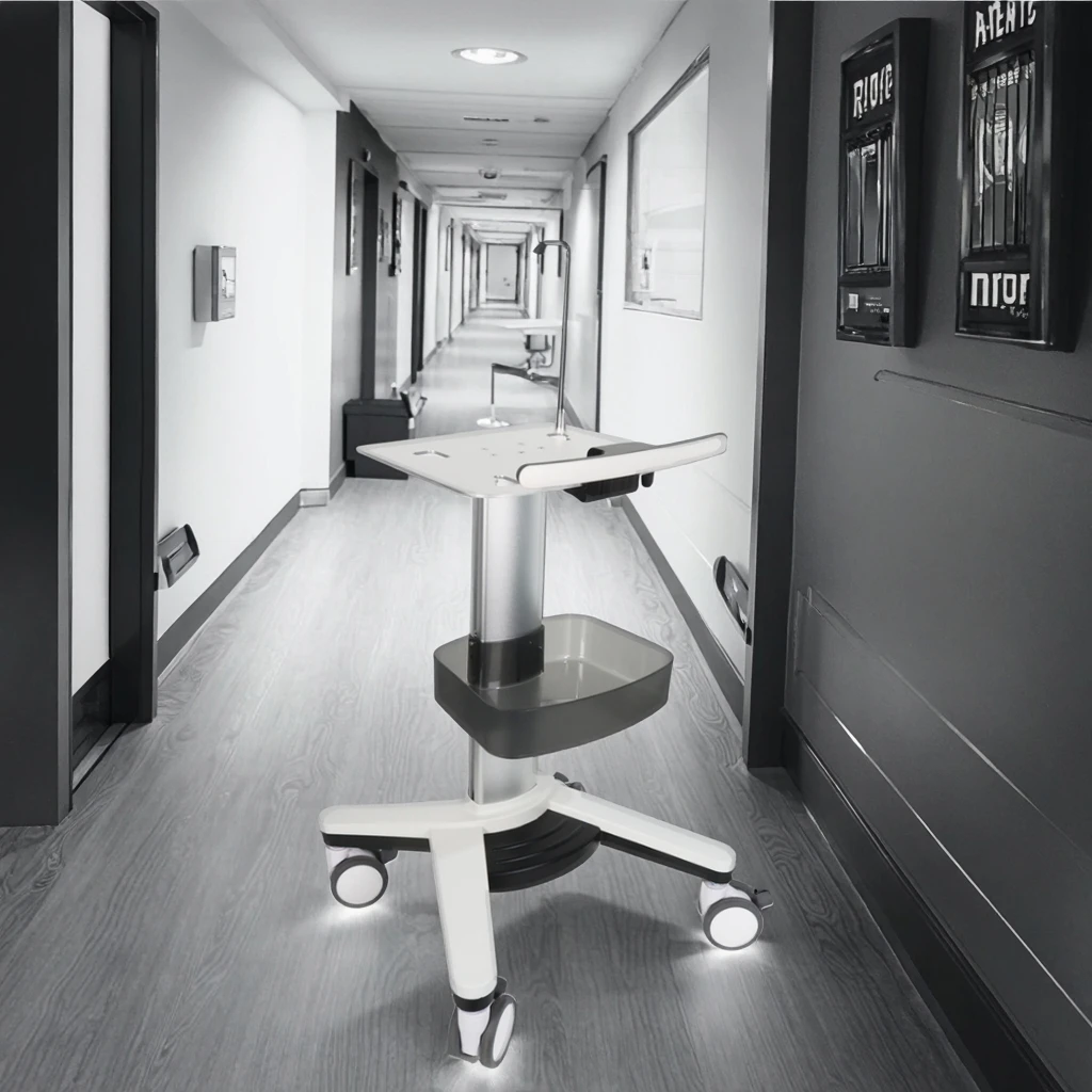 Pneumatic Height Adjustable Modern Hospital Medical Cart for ECG Machines Hotel Living Room Use 800-1050mm Aluminum Alloy 6