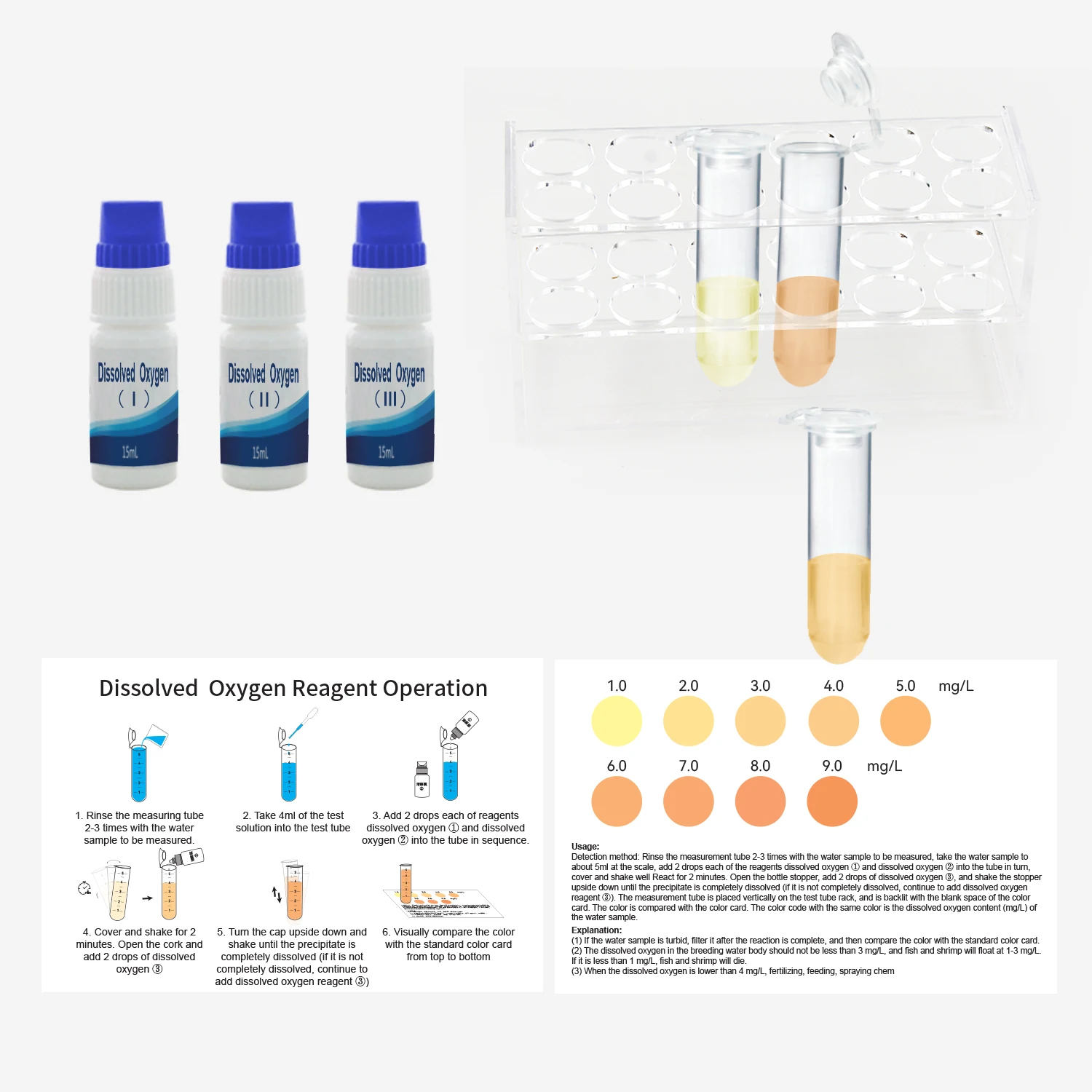 Dissolved Oxygen Reagent Test Kits for Water Quality