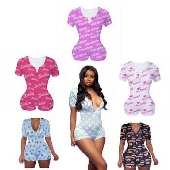 New fashion Summer Hot-selling Cheap Customized Short Sleeves Pajamas Zodiac Adult Onesie For Women