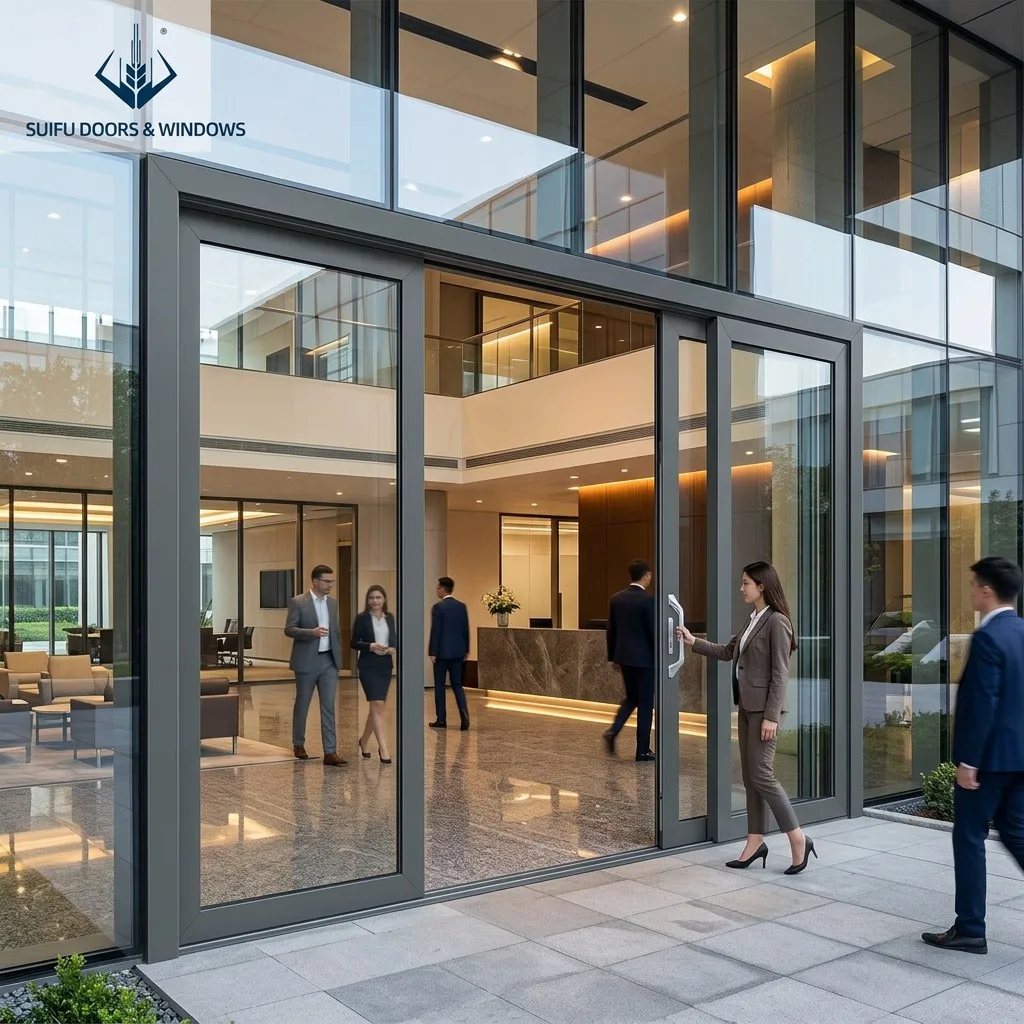 High Quality Modern Aluminum Alloy Double Glazing Tempered Glass Heavy Duty Thermal Break Aluminum Floor to Ceiling Sliding Door